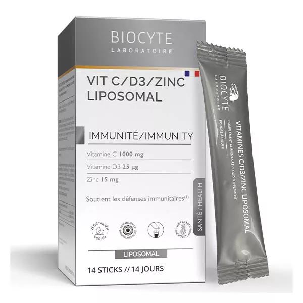 Biocyte Vitaminas C, D3 Zinc Defensas Liposomales Inmunitarios 14 Sticks