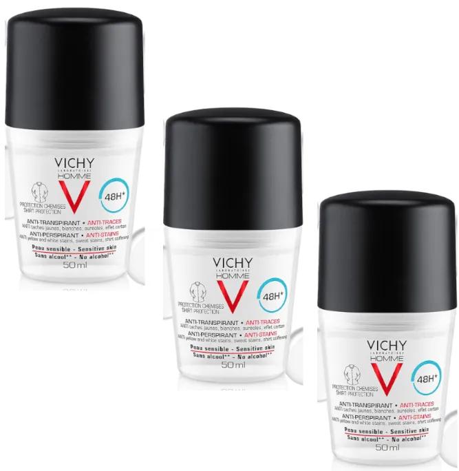 Vichy Homme Antitranspirant Deodorant 48H 3x50 ml