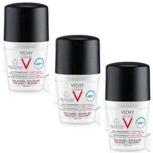 Vichy Homme Antiperspirant Deodorant 48H 3x50 ml