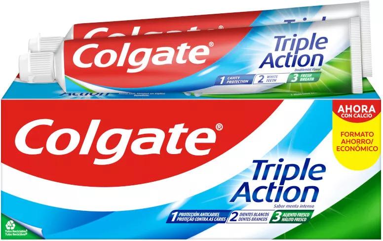 Colgate Triple Action Anticaries Dentifrice Menthe 2x75 ml