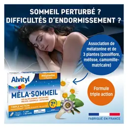 Alvityl Méla-Sommeil Mélatonine + 3 plantes + vitamine B6 dès 18 ans 30 gélules