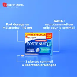 Forté Pharma FortéNuit Sommeil 8h Mélatonine 1900 Valériane GABA 30 comprimés