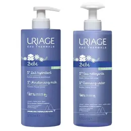 Uriage Bébé 1ère Eau Nettoyante Apaisante Visage Corps 500ml + Uriage Bébé 1er Lait Hydratant Visage Corps 500ml