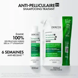 Vichy Dercos Shampooing Antipelliculaire DS Cheveux Gras 2x Écorecharge 500ml