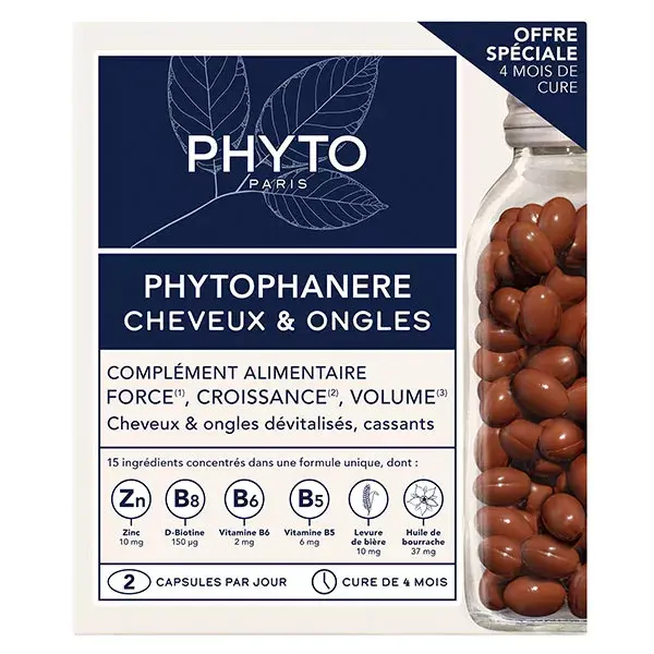 Phyto Phytophanère Complément Alimentaire Cheveux Ongles 2x120 capsules