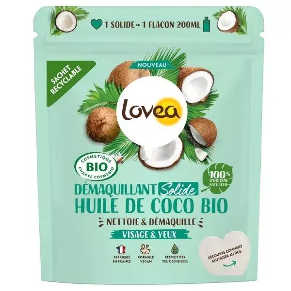 Lovea - Démaquillant Solide - Huile De Coco Bio - Yeux Sensibles 50g