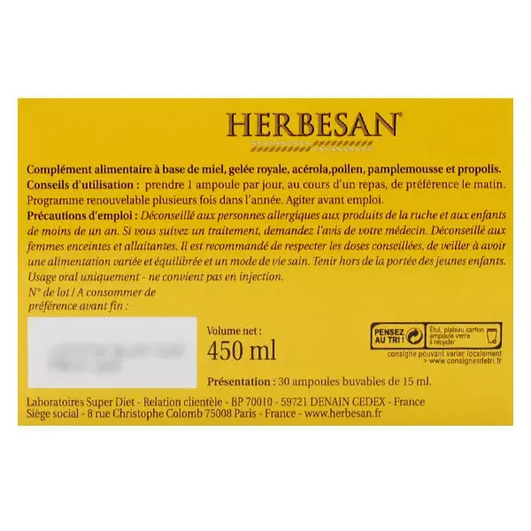 Herbesan Propolis + Gelée Royale 20 + 10 ampoules offertes
