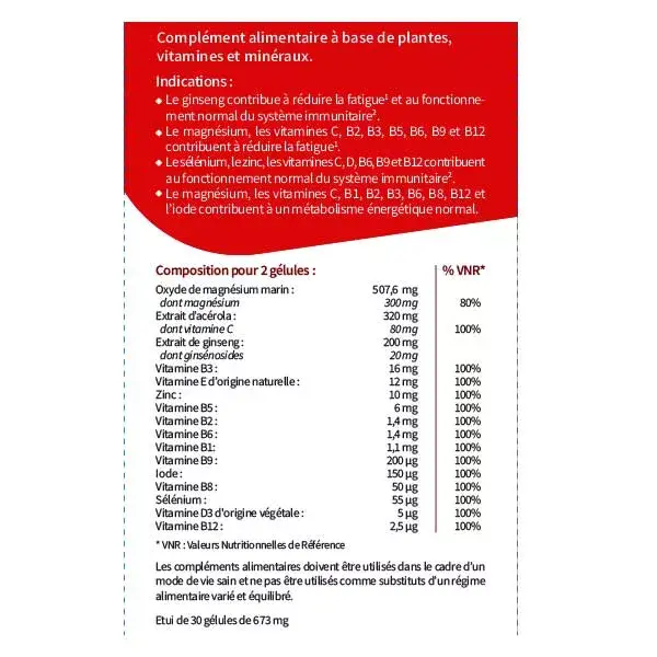 Codifra Normalite 1000 Ginseng et Vitamines 30 gélules