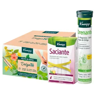 Kneipp Saciante 80 Cápsulas + Vitamina Drenante Piña 20 Comprimidos + DelgaTé 40 Bolsitas