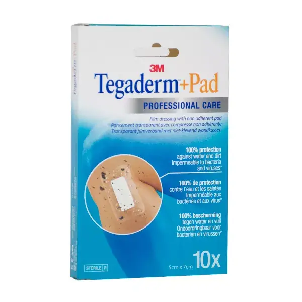 3M Tegaderm + Pad Pansement Transparent Stérile 5cm x 7cm 10 unités