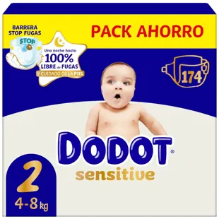 Dodot Sensitive Diapers Jumbo Pack T2 (4-8 Kg) 174 units