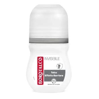 Borotalco Deodorante Roll-On Invisibile Grigio con Talco Effetto Barriera Zero Aloni 50ml