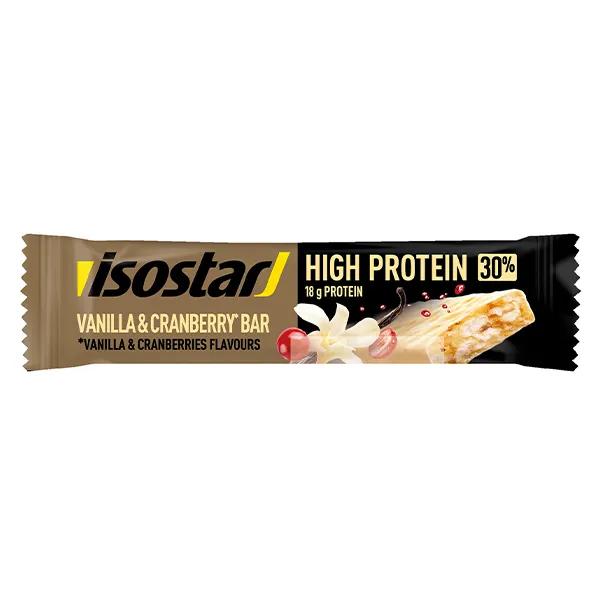 Isostar High Protein Bar 30 Barritas de Chocolate Vainilla y Arándano Ricas en Proteínas y Carbohidratos 55G