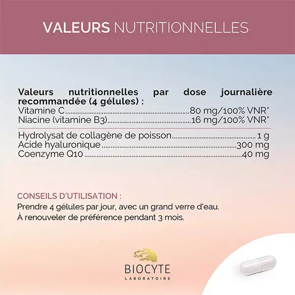 Biocyte Collagen HA 1300 mg Anti-Âge Anti-Rides Beauté & Fermeté 80 gélules