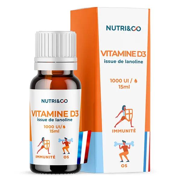 Nutri&Co Vitamine D3 issue de Lanoline - 1000 U.I par Goutte - 15ml