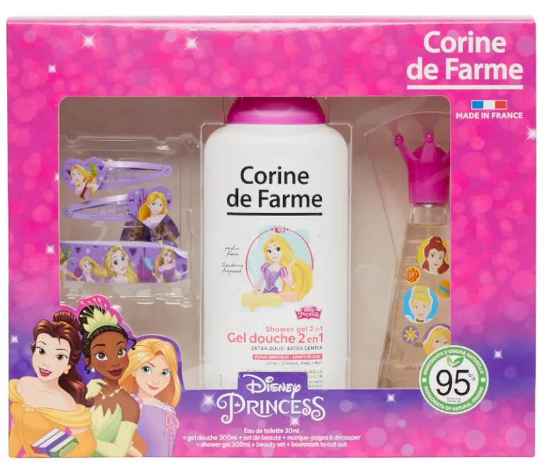 Corine de Farme Princesses Coffret Cologne 30 ml + Gel Douche 300 ml + 2 Pinces à Cheveux et Bracelet