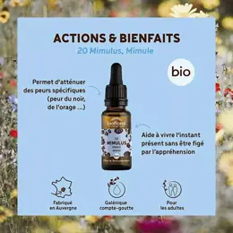 Biofloral Fleur De Bach 20 Mimulus Mimule Compte Gouttes Bio Demeter 20 ml