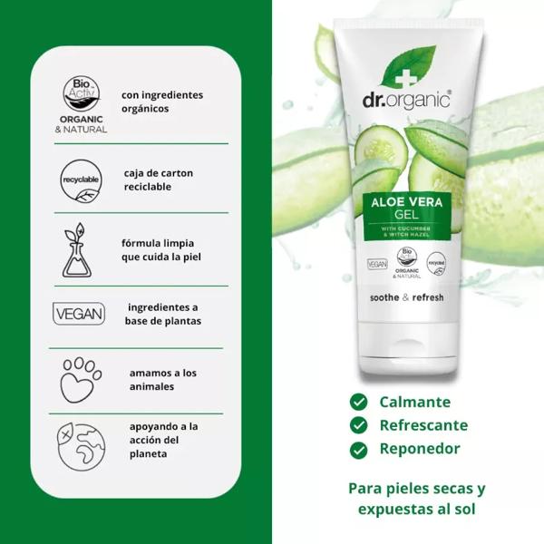 Buy Organic Aloe Vera Gel Dr. Organic 200ml | mifarma.eu