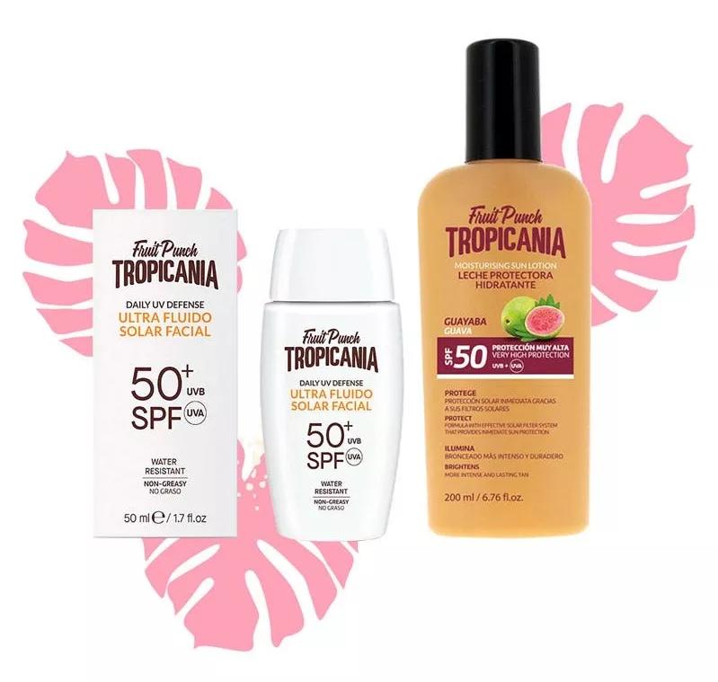Tropicania Pack Leche Solar Guayaba SPF50+ 200ml + Protector Facial SPF50+ Ultra-Fluido 50ml