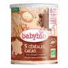 Babybio 5 Céréales Cacao Riz, Blé, Avoine, Seigle, Quinoa +8m Bio 220g
