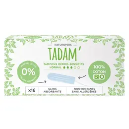 Tadam' Hygiène Féminine Tampon Dermo-Sensitif Normal Bio 16 unités