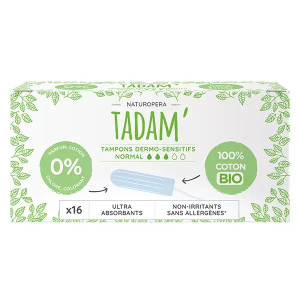Tadam' Hygiène Féminine Tampon Dermo-Sensitif Normal Bio 16 unités