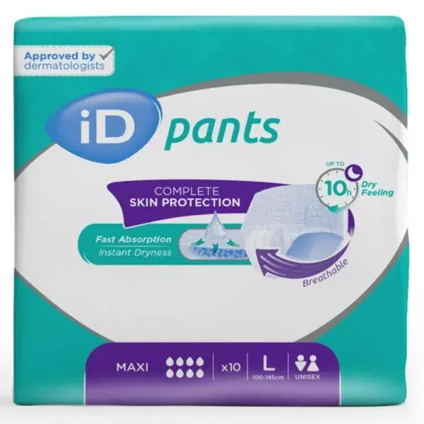 iD Pants Incontinence Sous Vêtement Absorbant Maxi Taille L 10 protections