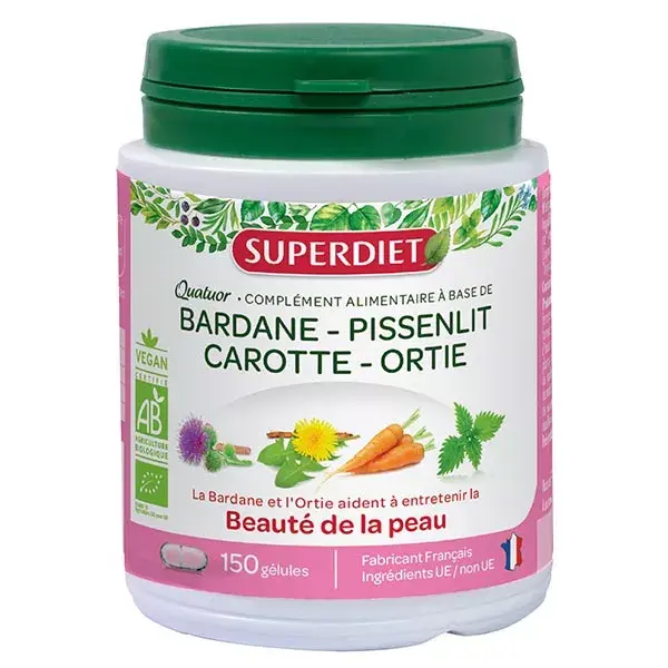 Superdiet Quatuor Bardane Beauté de la Peau Bio 150 gélules