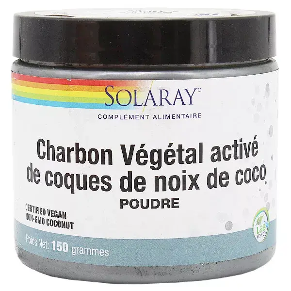 Solaray Charbon Végétal Activé de Coques de Noix de Coco 150g