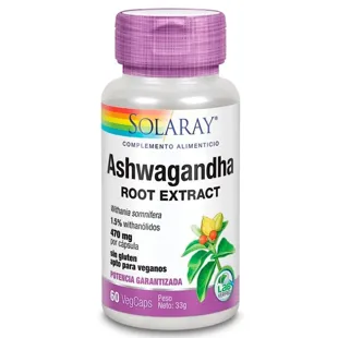 Ashwagandha 470mg Solaray 60 Vegetable Capsules