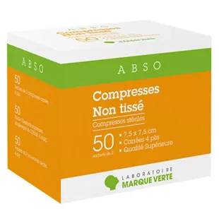 Marque Verte Garze Sterili non in Tessuto 7,5cm x 7,5cm 50 x 2 garze