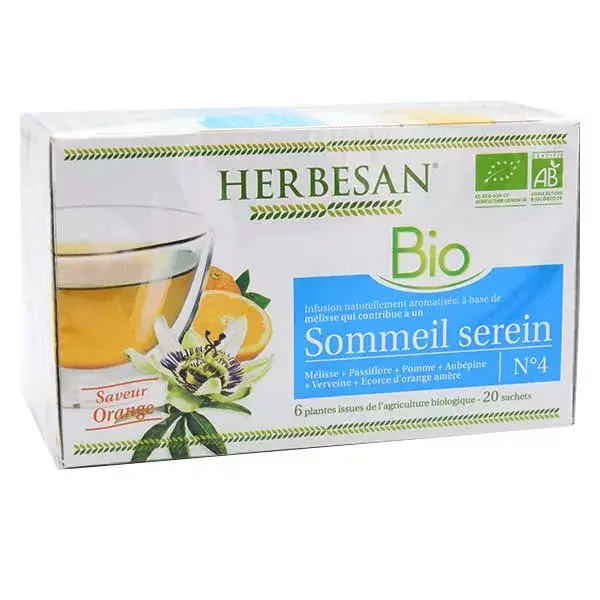 Herbesan Bio Infusion Sommeil Serein Saveur Orange n°4 - 20 sachets