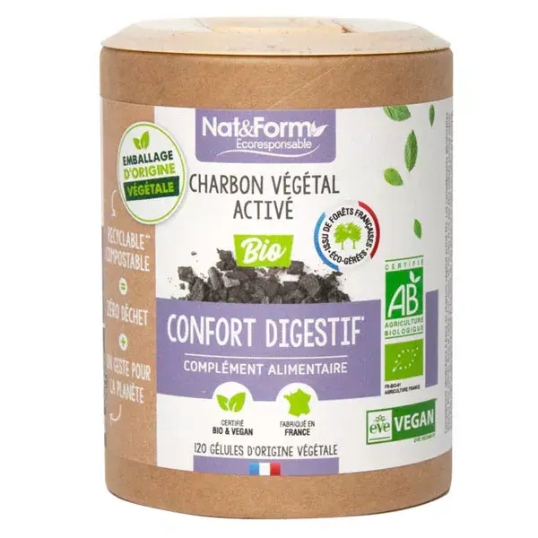 Nat & Form Eco Responsible Activated Charcoal Organic 90 capsules