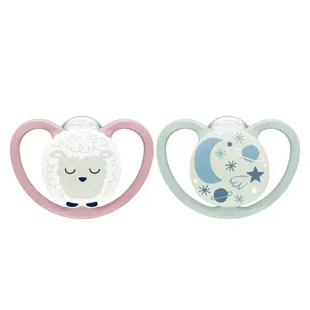 Nuk Space Night Ciuccio Fisiologico Viola Grigio +0m Lotto di 2