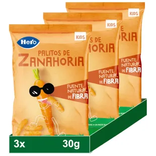 Hero Snack Palitos Zanahoria +36m 3x30 gr
