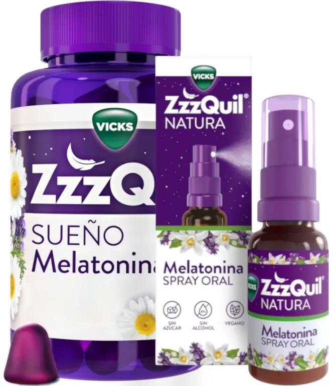 ZzzQuil Natura Melatonin 1 mg 60 Gummibonbons + Spray 30 ml