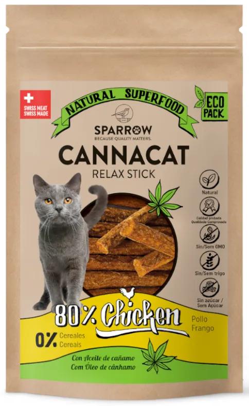 Sparrow Cannacat Relax Sticks au Poulet et Huile de Chanvre Chats 50 gr