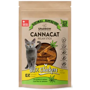 Sparrow Cannacat Palitos Relax con Pollo y Aceite de Cáñamo Gatos 50 gr