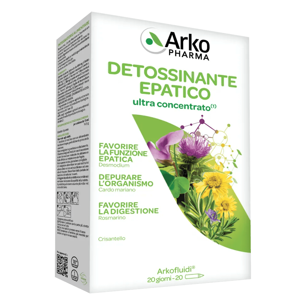 Arkofluidi Detossinante Epatico Integratore Fegato 20 Flaconcini