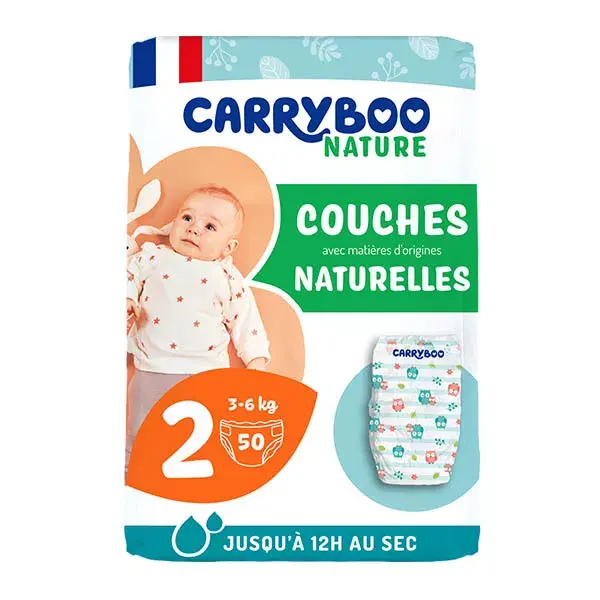 Carryboo Nature Pañales Naturales y Repollo Talla 2 (3-6kg), x50