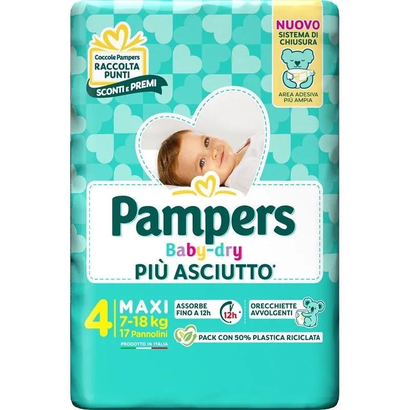 Pampers Baby Dry Maxi Pannolino Tripla Azione 7-18 Kg Misura 4 17 Pezzi 