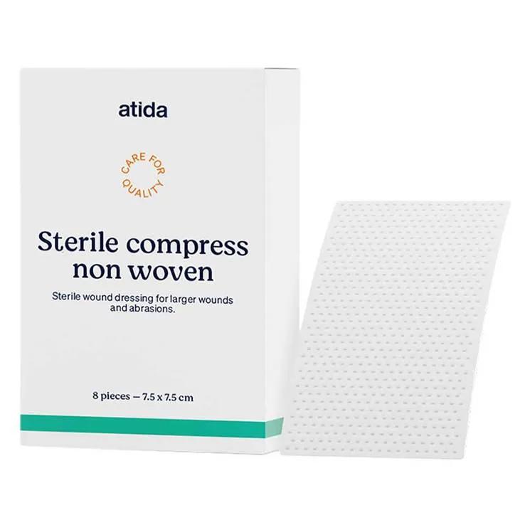 Atida Compresse di Garza Sterile In Tessuto Non Tessuto 7,5x7,5 cm 8 Pezzi