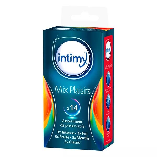 Preservativos lubricados Intimy mix plaisirs, 14 unidades