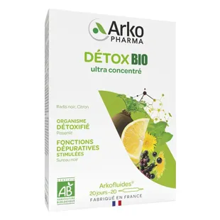 Arkofluides Détox Bio Integratore Alimentare a base di Dente di Leone, Sambuco Nero e Rafano 20 fialette