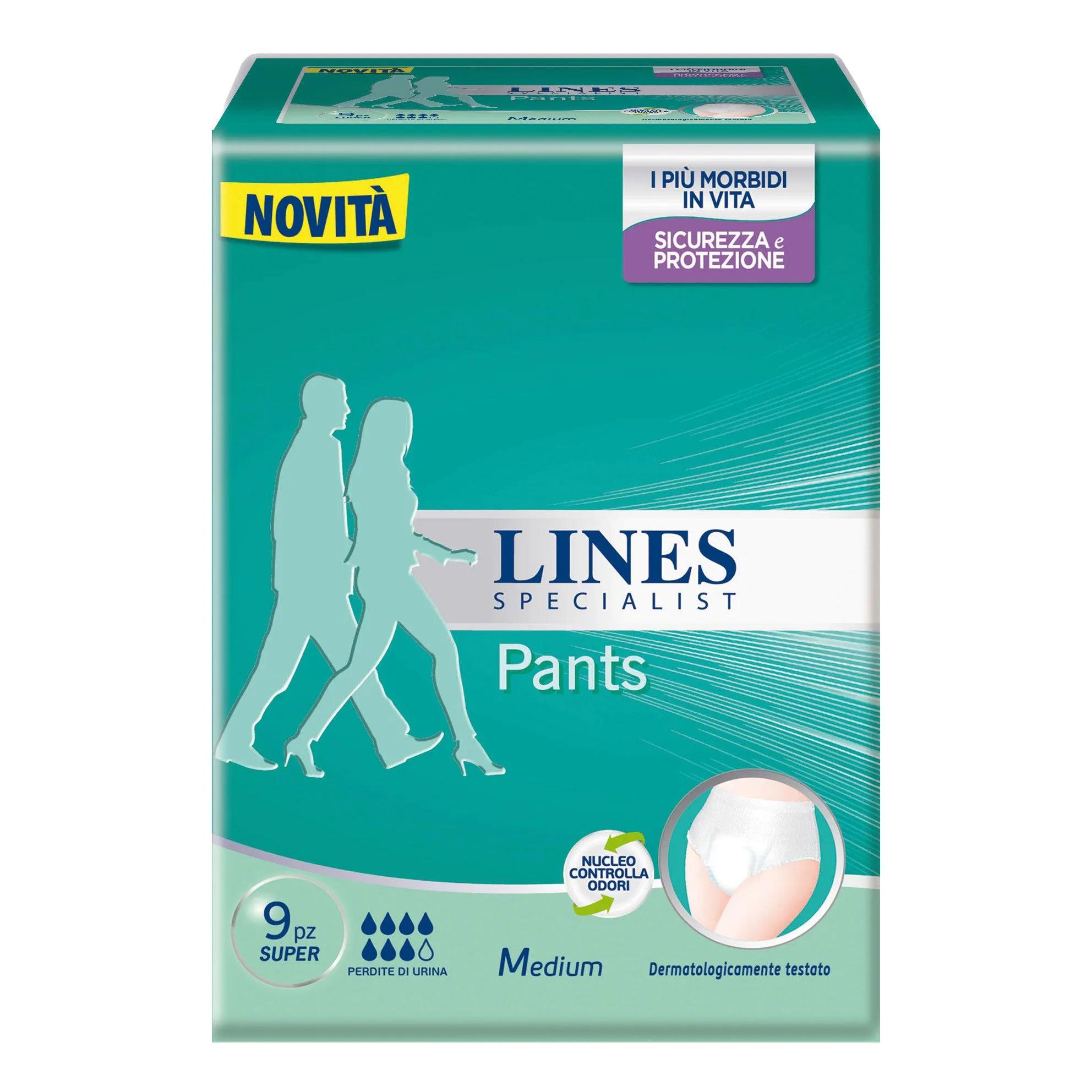 Lines Specialist Super Pants Mutandina Unisex Assorbente 9 Pezzi Taglia M