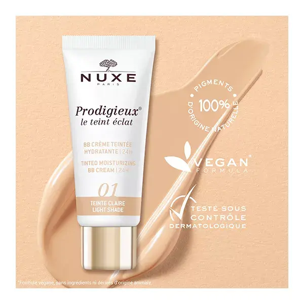 Nuxe Prodigieux® Le Teint Éclat BB Crema Tinta Idratante 24h Tinta Chiara 30ml  