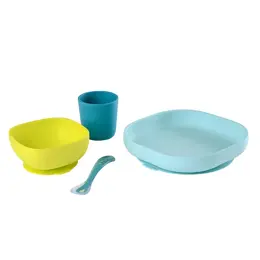 Béaba Coffret Repas Silicone 4 pièces Bleu