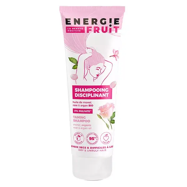 Energie Fruit Cheveux Secs et Rebelles Shampoing Monoï Rose & Huile d'Argan Bio 250ml