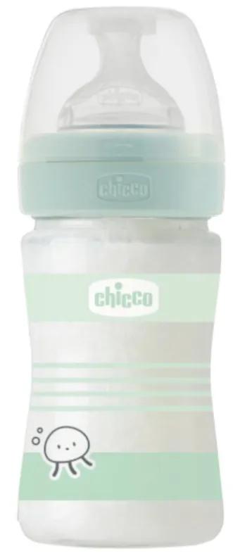 Chicco WellBeing Glass Slow Flow Bottle Green +0m 150 ml