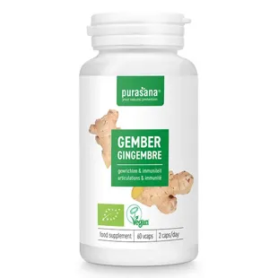 Zenzero biologico Purasana - 250 mg - 60 Vcaps